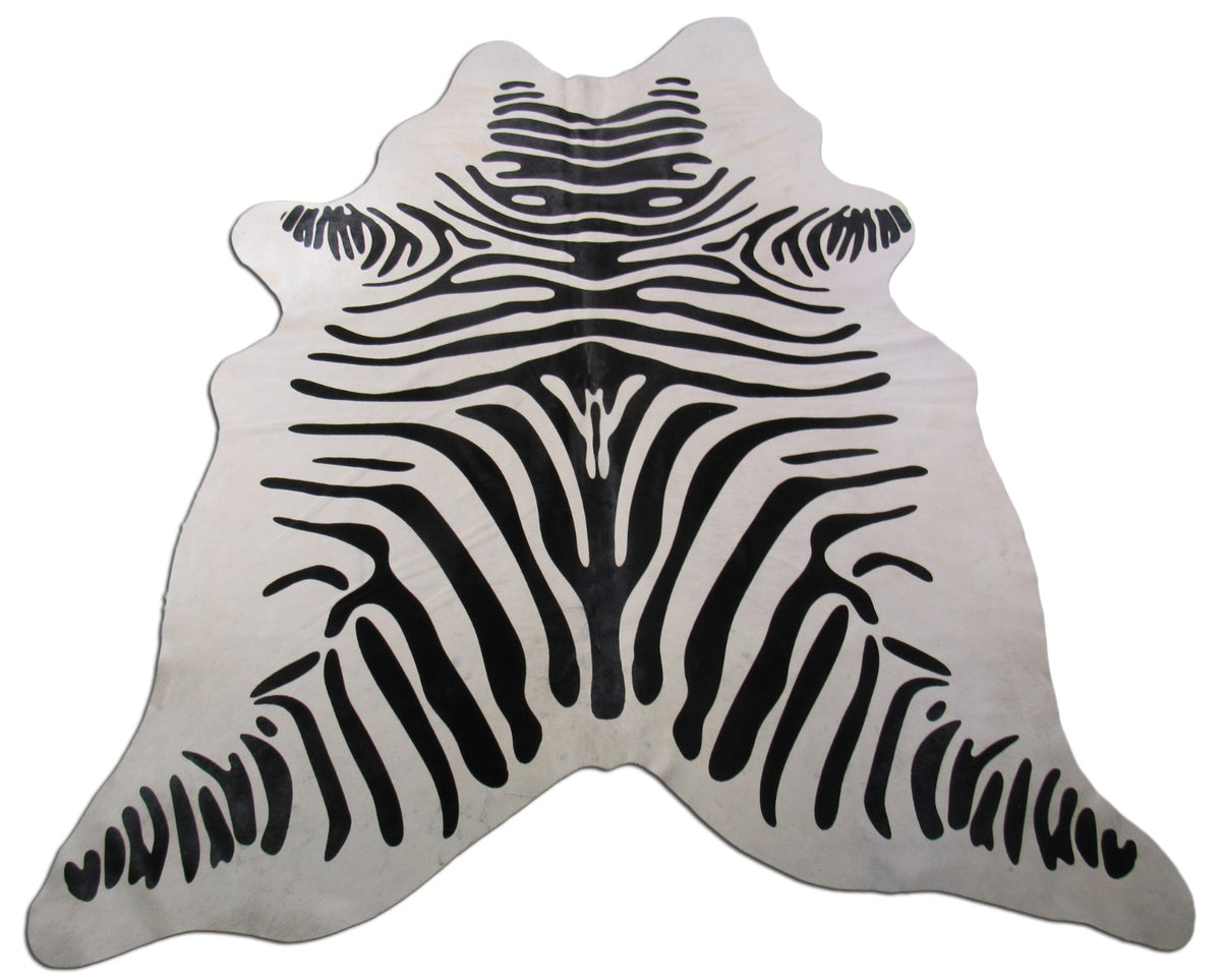 Zebra Print Cowhide Rug Size: 6 1/2' X 5 3/4' Black/White Zebra Cowhide Rug K-228