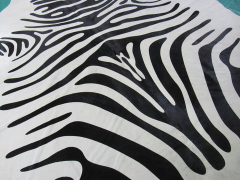 Zebra Print Cowhide Rug Size: 6 1/2' X 5 3/4' Black/White Zebra Cowhide Rug K-228