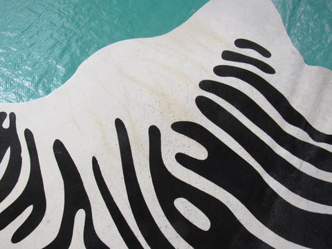 Zebra Print Cowhide Rug Size: 6 1/2' X 5 3/4' Black/White Zebra Cowhide Rug K-228