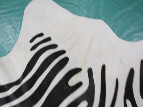 Zebra Print Cowhide Rug Size: 6 1/2' X 5 3/4' Black/White Zebra Cowhide Rug K-228