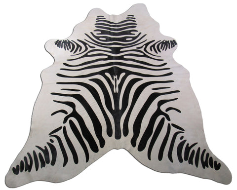 Zebra Print Cowhide Rug Size: 6 1/2' X 5 3/4' Black/White Zebra Cowhide Rug K-228