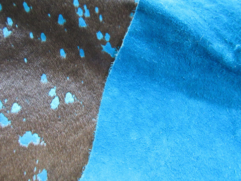 Turquoise Cowhide Rug Size: 8' X 7' Brown/Blue Acid Washed Cowhide Rug K-234