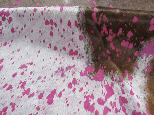 Brown And White Pink Cowhide Rug Size: 8' X 6 1/2' Brown/Pink Acid Washed Cowhide Rug K-235