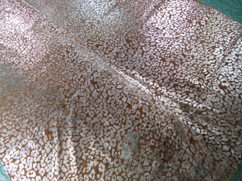 Leopard Embossed Cowhide Rug Size: 7' X 5 1/4' Brown/Silver Embossed Cowhide Rug K-236