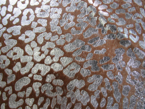 Leopard Embossed Cowhide Rug Size: 7' X 5 1/4' Brown/Silver Embossed Cowhide Rug K-236