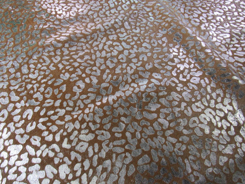 Leopard Embossed Cowhide Rug Size: 8' X 5' Brown/Silver Embossed Cowhide Rug K-237