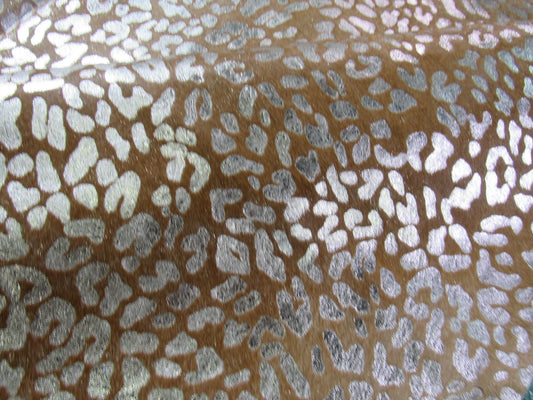 Leopard Embossed Cowhide Rug Size: 8' X 5' Brown/Silver Embossed Cowhide Rug K-237