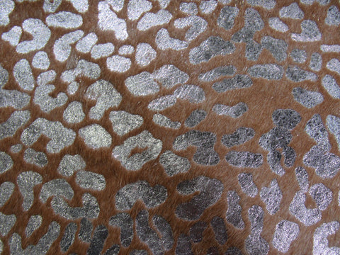 Leopard Embossed Cowhide Rug Size: 8' X 5' Brown/Silver Embossed Cowhide Rug K-237