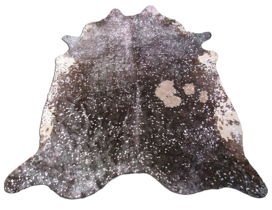 Silver Cowhide Rug Size: 7' X 6 3/4' Brown/Silver Acid Washed Cowhide Rug K-239