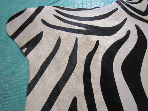 Zebra Print Cowhide Rug Size: 7' X 6' Black/Beige Upholstery Zebra Cowhide Rug K-244