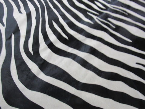 Zebra Print Cowhide Rug Size: 7' X 6' Black/Beige Upholstery Zebra Cowhide Rug K-244