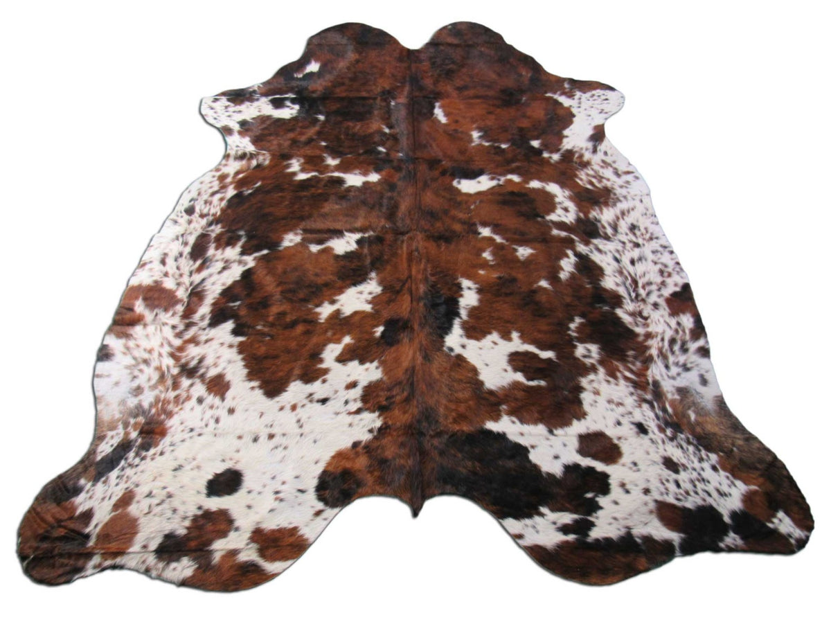 Tricolor Cowhide Rug (white parts are speckled) Size: 7x6.5 feet K-245A