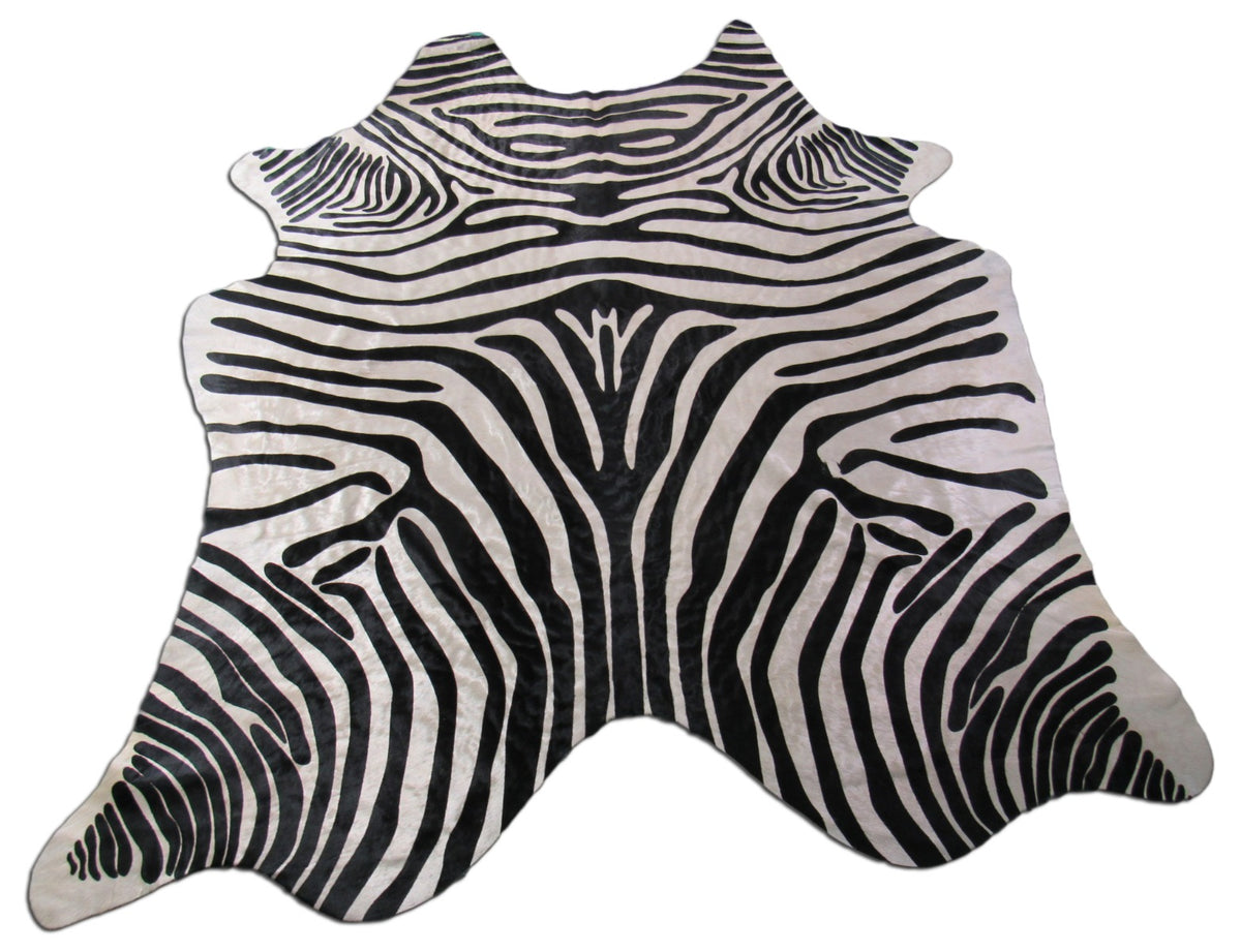 Zebra Print Cowhide Rug Size: 7' X 6 1/4' Black/White Upholstery Zebra Cowhide Rug K-246