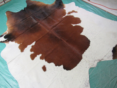 Speckled Cowhide Rug Size: 7 1/4' X 7' Brown/White Cowhide Rug K-248