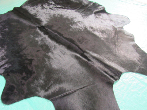 Black Cowhide Rug Size: 6 1/2' X 6 1/4' Dyed Black Cowhide Rug K-249