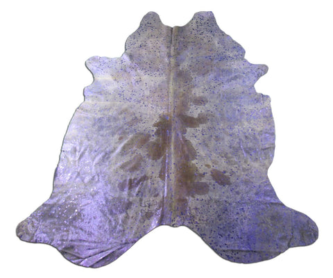 Spotted Cowhide Rug with Purple Metallic Acid Washed Size: 8.5x7.2 feet K-251