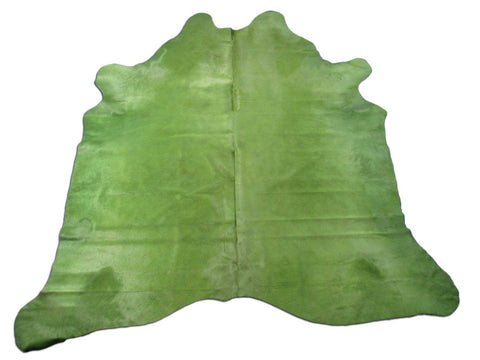 Dyed Green Cowhide Rug - Size: 7x6.5 feet K-282