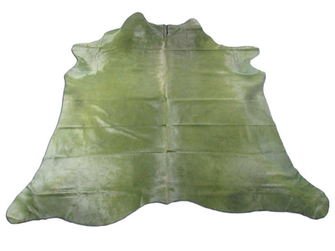 Dyed Green Cowhide Rug - Size: 6.5x7.2 feet K-283