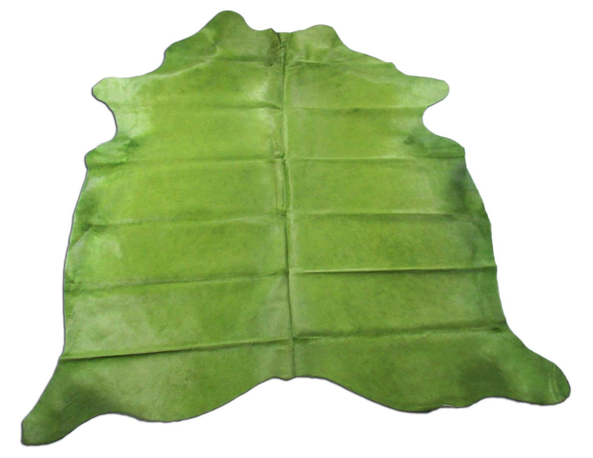 Dyed Green Cowhide Rug - Size: 7x6.5 feet K-284