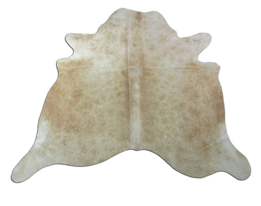 Tapis en peau de vache beige (taches aux nuances froides) - Taille : 6x6 pieds K-299