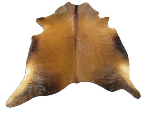 Solid Cognac Brown Cowhide Rug - Size: 6.2x6.2 feet K-300