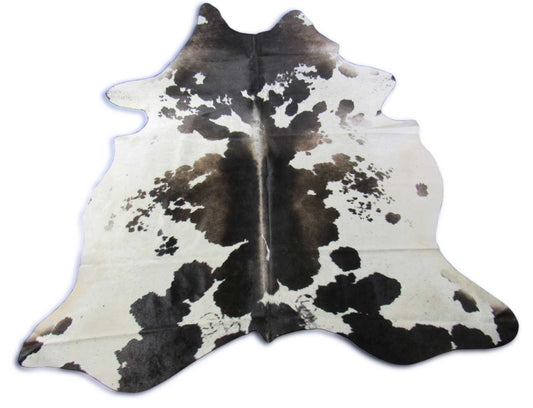 Spotted Dark Brown & White Cowhide Rug - Size: 7x6.7 feet K-322