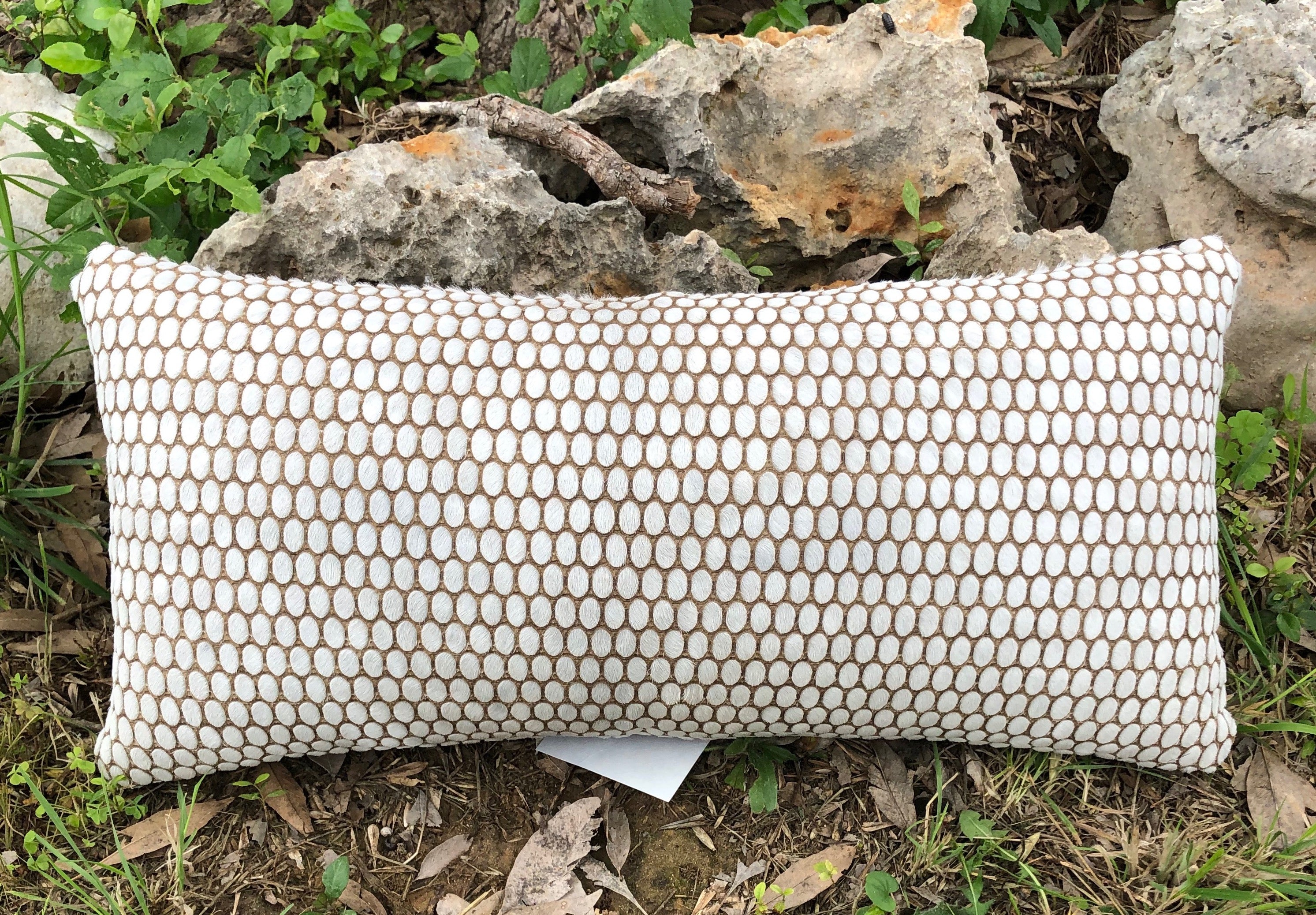 Cowhide Pillow Size: 12" X 24" Laser Design Calfskin Pillow-202