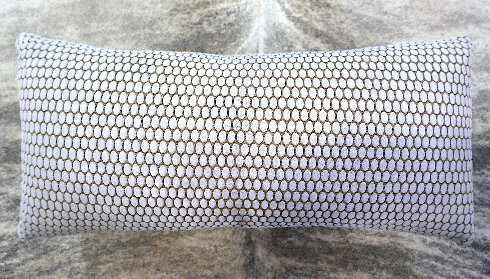 Cowhide Pillow Size: 12" X 24" Laser Design Calfskin Pillow-202