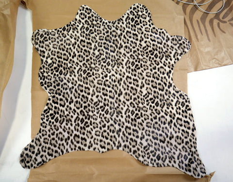 Leopard Print Calf Skin Size: Around 35" X 30" Snow Leopard Calf Skin
