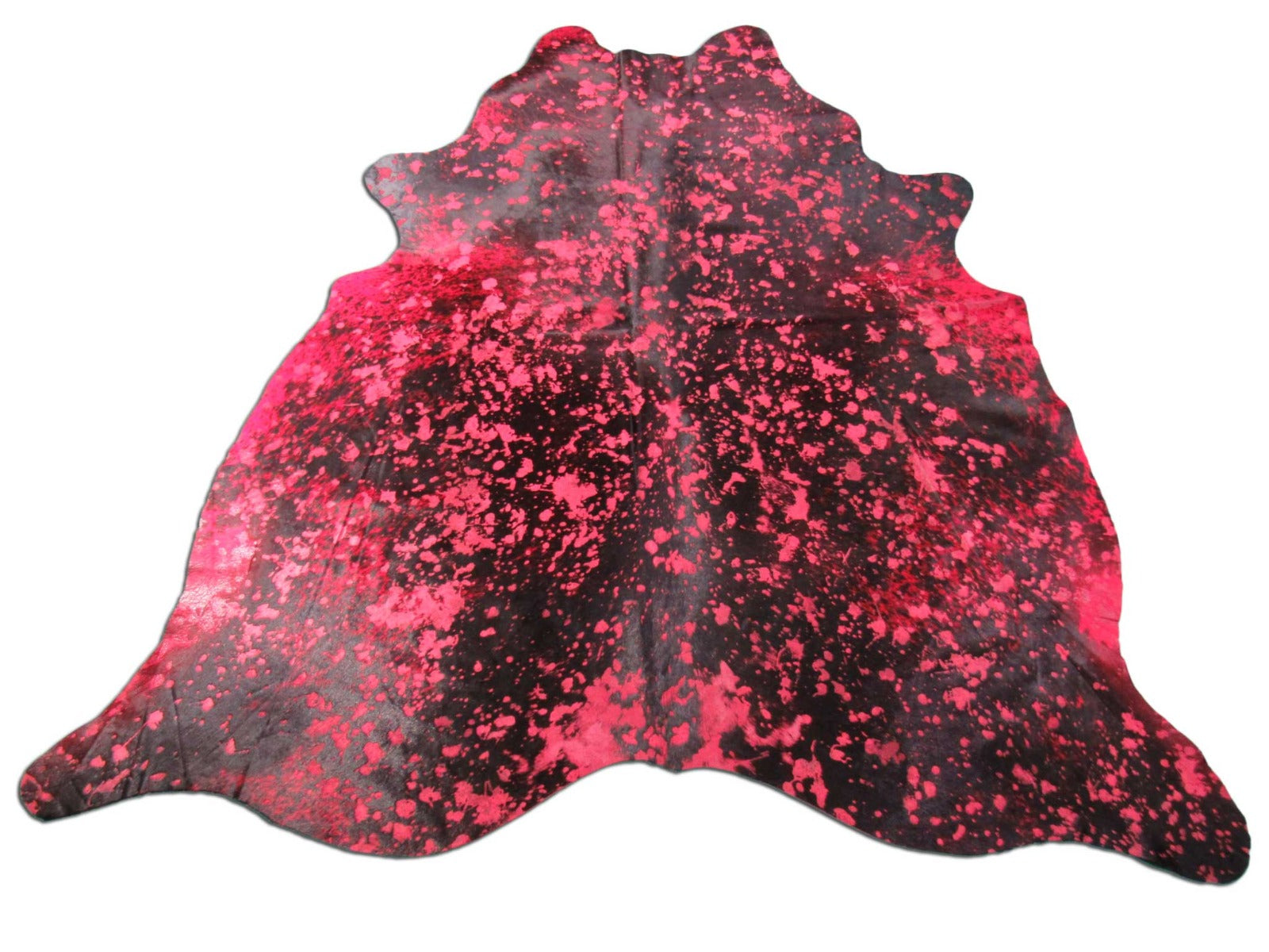 Dyed Red with Acid Wash Devore Cowhide Rug - Size: 7x7 feet M-1025