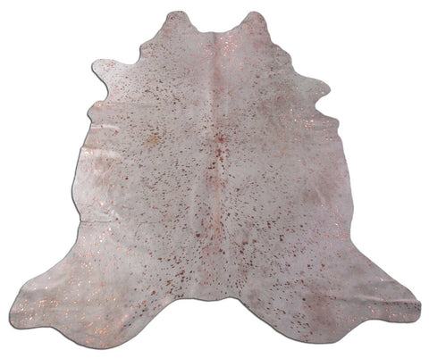 Rose Metallic Cowhide Rug (very pretty/ 1 natural beige spot) Size: 7x5 3/4 feet M-1047