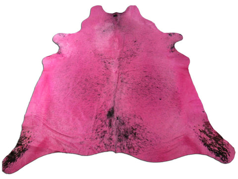 Salt & Pepper Cowhide Rug Dyed Pink - Size: 7 1/2' x 7 1/4' M-1053