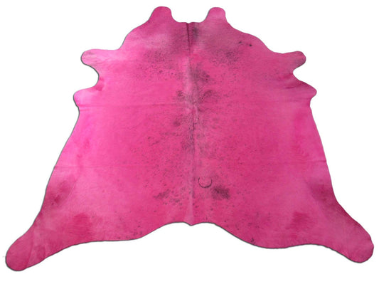 Tapis en peau de vache teint en rose clair sel et poivre - Taille : 7' x 7' M-1057