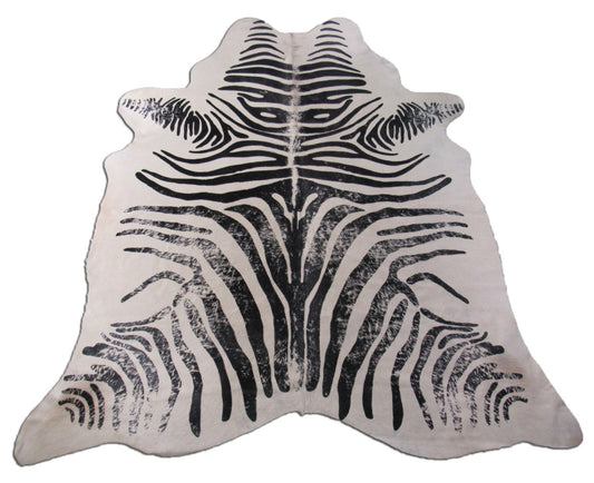 Distressed Zebra Print Cowhide Rug Size: 7 1/4x6 feet M-1095