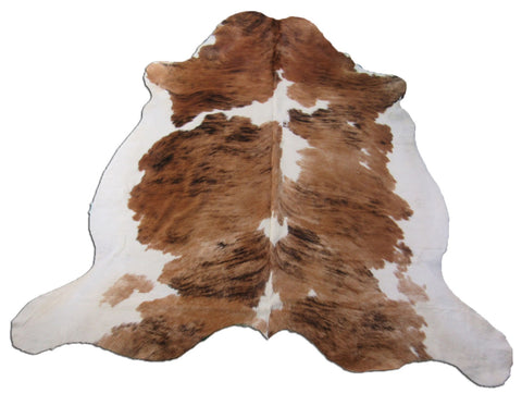 Nice Beige Tricolor Cowhide Rug Size: 7x7 feet M-1100