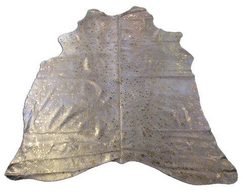 Gold Metallic Cowhide Rug Medium Size: 5 3/4x5 1/4 feet M-1102