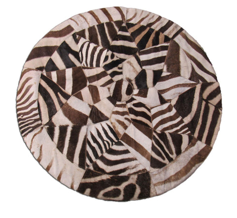 Zebra Patchwork Rug (40" diameter) M-1140