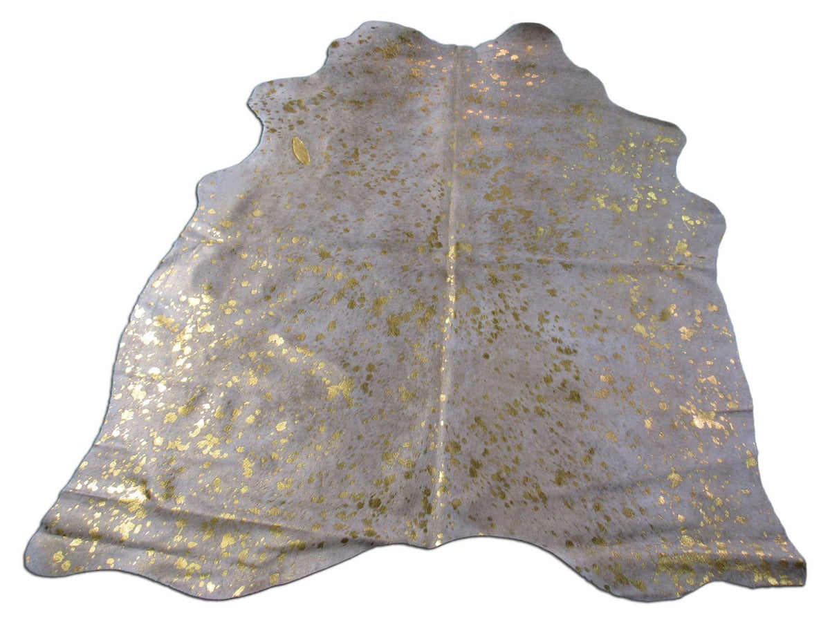 Medium Gold Metallic Cowhide Rug Size: 5x5 feet M-1160