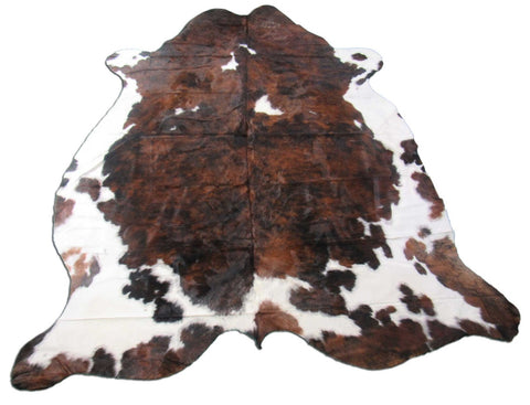 Tricolor Cowhide Rug (predominantly medium brown) Size: 7x6 feet M-1187