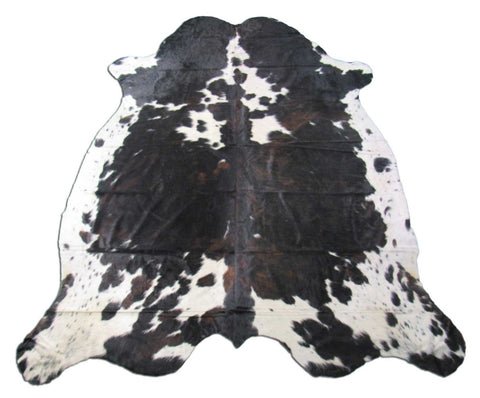 Big Tricolor Cowhide Rug (mainly dark tones) Size: 8x7 feet M-1209