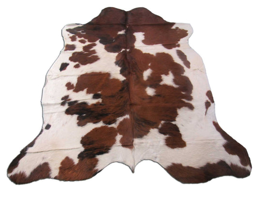 Tricolor Cowhide Rug (mostly brown tones) Size: 5.5x5.2 feet M-1228