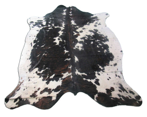 Tricolor Cowhide Rug (Mainly dark tones) Size: 7x6.5 feet M-1235