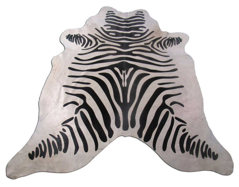 Zebra Cowhide Rug Size: 6x6 feet M-1238