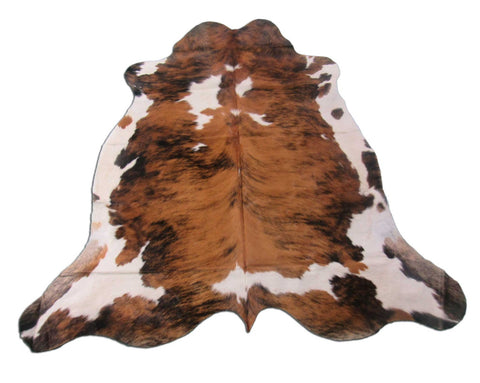 Nice Light Tone Tricolor Cowhide Rug Size: 5.5x5.2 feet M-1242