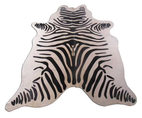 Zebra Cowhide Rug (light beige background) Size: 6.2x5.5 feet M-1250