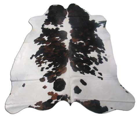 Gorgeous Tricolor Cowhide Rug Size: 7.7x6 feet M-1254