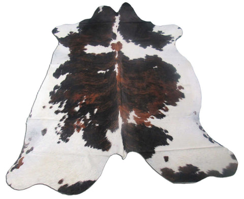 Huge Gorgeous Tricolor Cowhide Rug Size: 8x7 feet M-1255