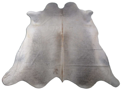 Grey Cowhide Rug (some beige mixed in and multiple fire brands) Size: 7.5x7 feet M-1257