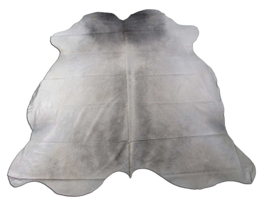 Grey Cowhide Rug (some small rubs with paint in repairs) Size: 7.2x6.7 feet M-1261