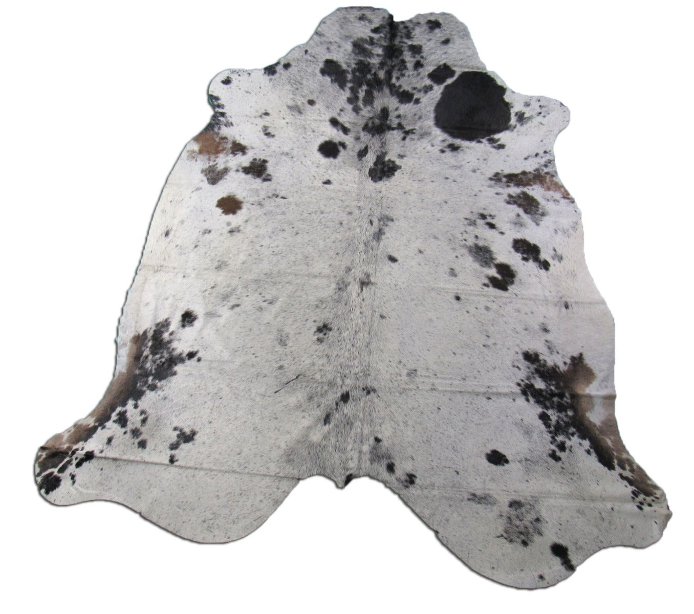 Salt & Pepper Black and White Cowhide Rug (some spots are brown/other black) - Size: 8x6.7 feet M-1263